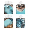 thumbnail image 2 of Balery Stylish Dog in Denim Outfit Porta Pañuelos de Cuero con Estampado – Funda Moderna Cuadrada para Caja de Pañuelos, Dispensador 5x5x5'', 2 of 7