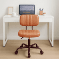 thumbnail image 2 of LIFERECORD Ergonomic Home Office PU Leather Desk Chair Small Space Armless Rolling Chair for Adults Brown, 2 of 8