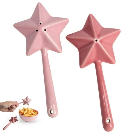 Paris Hilton 2 Piece Star Wand Ceramic Salt and Pepper Shakers, Multi-Use, Easy to Fill, Pink
