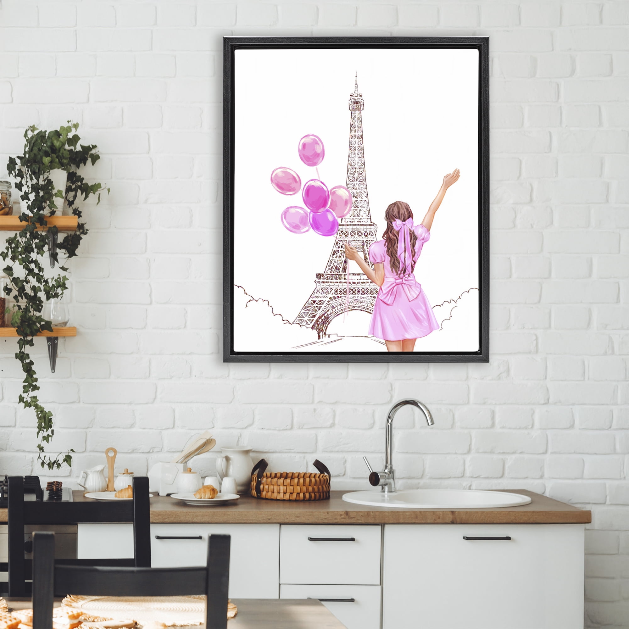 Stupell Industries Chic Paris Celebration Black Framed Floater Canvas Wall Art, design by Ziwei Li