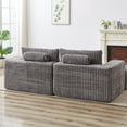 thumbnail image 3 of 87" Oversized Sectional Lounge Chaise,No Assembly Required,Cloud Plush Loveseat with Two Removable Footstool,Fluffy Modern Sleeper Chair for Indoor Living Room Bedroom (Grey), 3 of 11