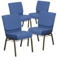 thumbnail image 1 of 4 Pk. HERCULES Series 21''W Church Chair in Blue Fabric with Cup Book Rack - Gold Vein Frame, 1 of 7