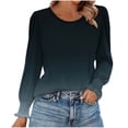 thumbnail image 2 of VgaVtl Womens Tee Shirts Fall Winter Long Sleeve Womens Tops Plus Size Ruffles Layering Gradient Color Blue Loose Shirts,XL, 2 of 6