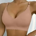 thumbnail image 2 of DondPO Front Closure Bras for Women No Underwire Seamless Tshirt Bra Tee Shirt Bra Womens Bras No Underwire Anti Sagging Bras for Older Women Plus Size Bras for Women Brown M, 2 of 4