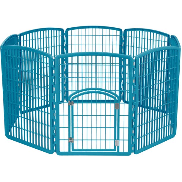 Iris 8 Panel Pet Pen With Door Blue Moon Walmart Com Walmart Com