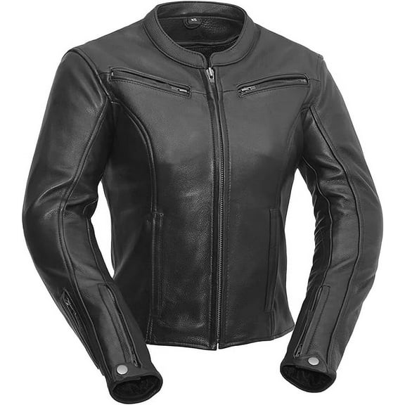 First Mfg Co - Speed Queen - Women's Motorcycle Biker Riding Black Leather Jacket - 2X Large - Action Back Grommets Thermal Liner
