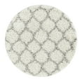 thumbnail image 3 of Unique Loom Trellis Shag Collection Area Rug - Ruby (3' 3" Round Ivory/Gray), 3 of 11