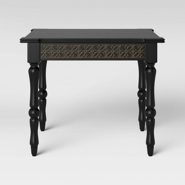 Opalhouse Alkanna Square Carved Wood, Gray Washed Decorative Carved Wood Coffee Table