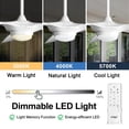thumbnail image 2 of reiga - Ventilador de techo blanco brillante de 52 pulgadas con luz LED regulable, control remoto, 3 hojas, 6 velocidades, temporizador, certificación ETL, para habitación, sala de estar y patio, 2 of 5