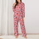thumbnail image 2 of Fotbe Cartoon Strawberry Conjunto de Pijama de Manga Larga para Mujer con Estampado, Ropa de Dormir de 2 Piezas, Conjunto de Casa Suave y Cómodo con Bolsillos-Medium, 2 of 7
