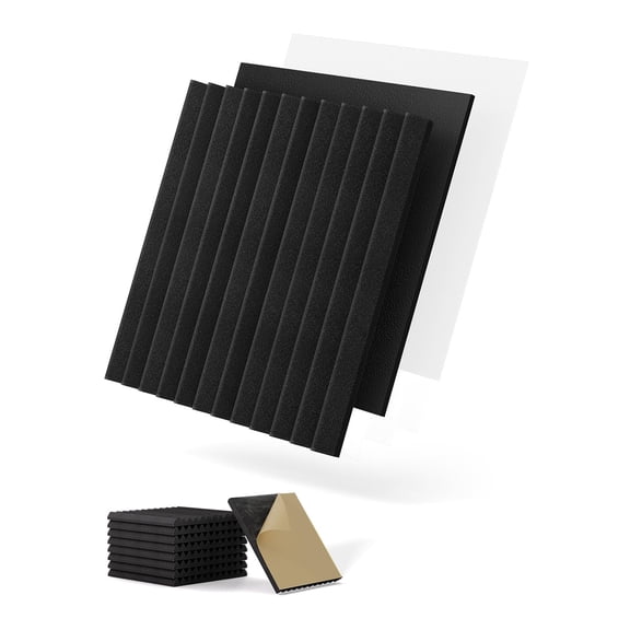 Paneles de espuma insonorizante Topnaca, paquete de 8, 30 x 30 x 2,5 cm, negro