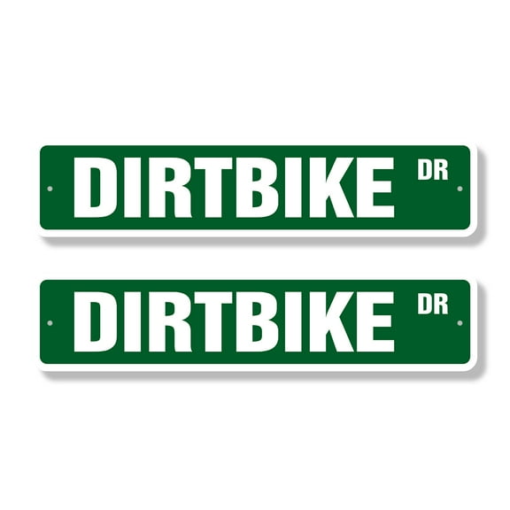 DIRTBIKE Classic Street Sign (2 Pack) motocross racer racing signs BMX Road Sign | 4" X 18" Plastic Address Sign