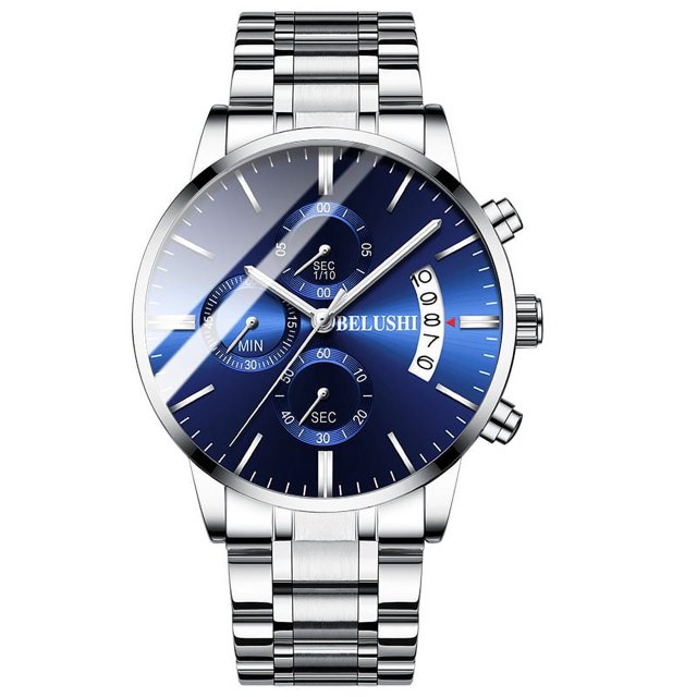 Reloj luminoso multifuncional para hombre Reloj de cuarzo con tres ojos y seis manecillas de moda