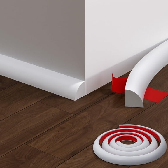 Topboutique Self Adhesive Wall Molding Flexible Quarter Round Molding Collapsible Shower Threshold Water Dam Waterproof Barrier Kitchen Water Strip Dam Seal Strip Edge Trim(39 inch,White)