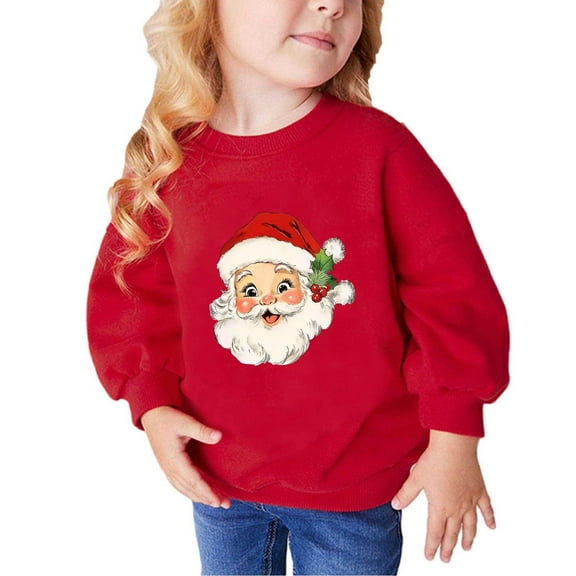 Lorytime Kids Sweatshirt for Boys Girl Christmas Santa Claus Shirt Crew Neck Long Sleeve Pullover Drop Shoulder Tops