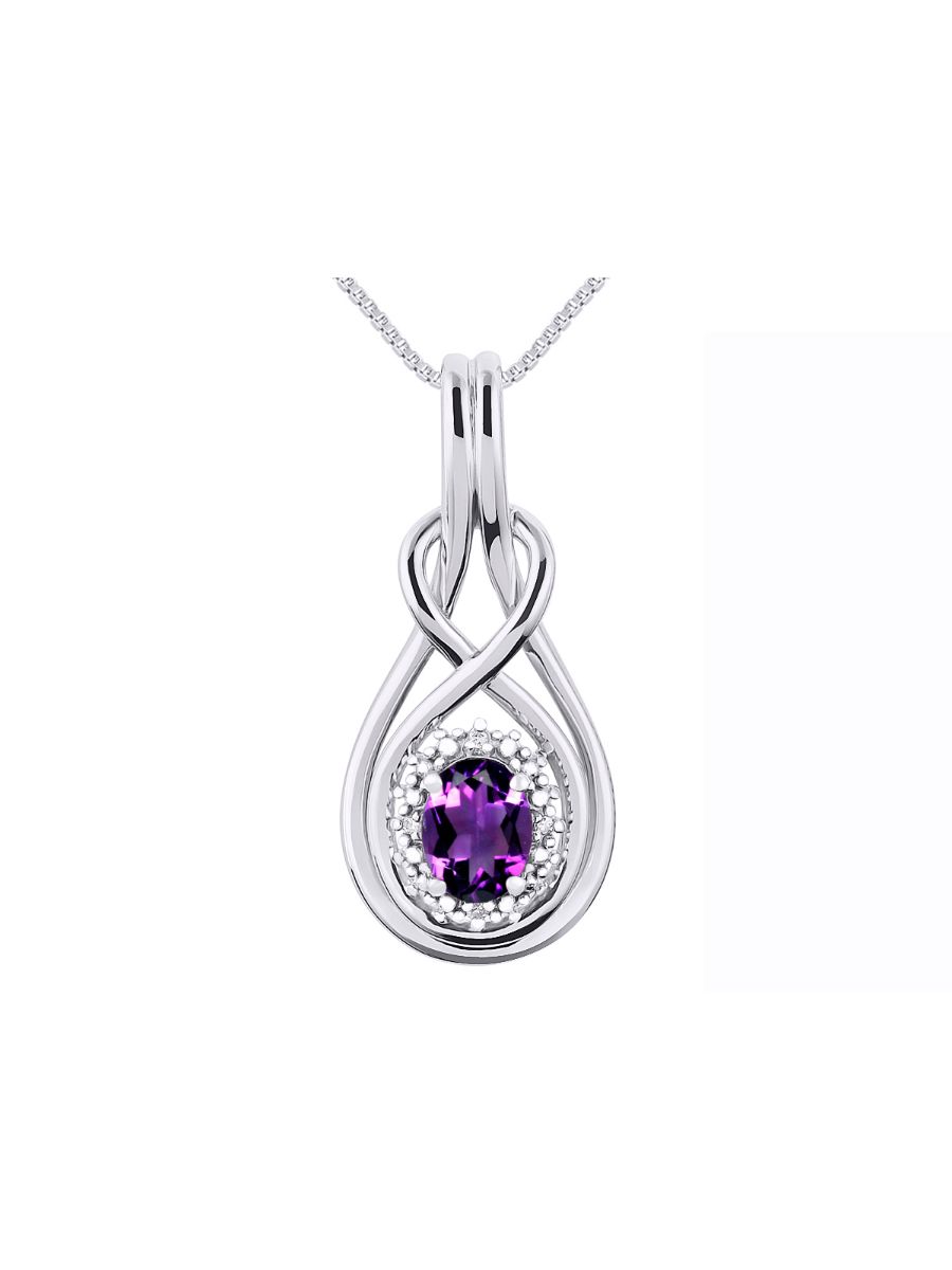 RYLOS Necklaces for Women White Gold 14K Love Knot Necklace Gemstone