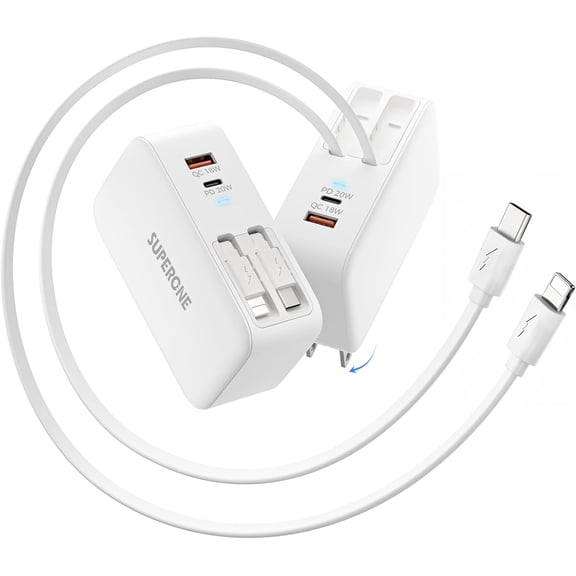 Retractable iPhone Charger, 4-Port USB C Charger Block, iPhone Chargers Fast Charging with USB C & Apple Cable, Wall Chargers for iPhones 17/16/15/14/13/12/11 Series, Pad, Samsung, Pixel