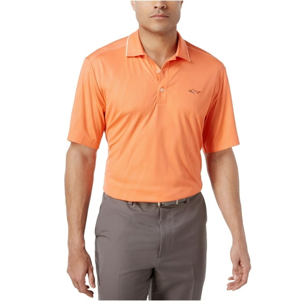 Greg Norman Mens Embossed Rugby Polo Shirt Orange Small Other