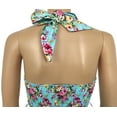 thumbnail image 4 of Vintage Dress Halter Neck Backless Floral Print Dress Blue, 4 of 6