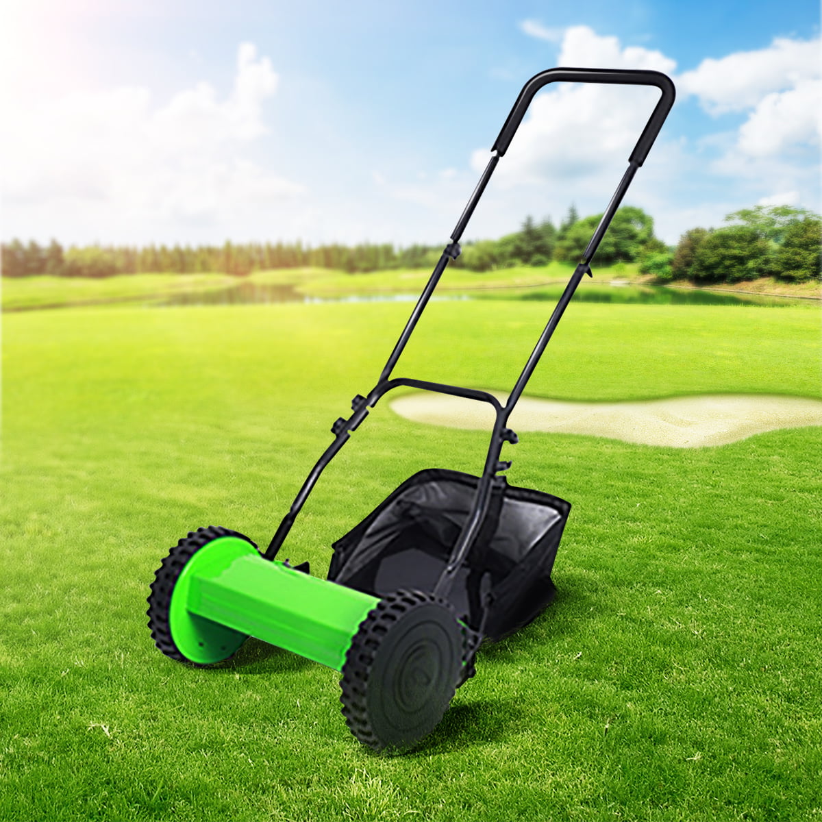 12" Compact Hand Push Lawn Mower Reel Mower No Power Gardening Supplies grass cutter machine grass trimmer