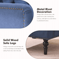 thumbnail image 5 of Pawverly Tufted Club Accent Chair, Mid-Century Modern Upholstered Button Armchair with Studded Trim, Linen Fabric Reading Chair for Living Room or Bedroom, Blue, 5 of 9
