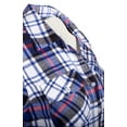 thumbnail image 4 of BodiLover, Women's, Warm Flannel Long Roll Up Sleeve Button Up Plaid Shirt, White Blue, M, 4 of 4
