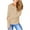 Beige, variant on Women's Long Sleeved Thumb Hole T-Shirt Crew Neck Plain Shirts Casual Ruched Tee Tops