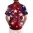 thumbnail image 5 of Men's American 250Th Anniversary Art Print Hawaiian Shirt 1776-2026 Patriotic Tee with America Script and Starburst Rays Dark Blue XL, 5 of 8