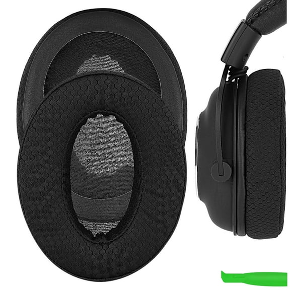 Geekria PRO Extra Thick Mesh Fabric Replacement Ear Pads for Logitech GPro, GProX, GProX League of Legends Edition, GProX2 Headphones Ear Cushions, Repair Parts (Black)