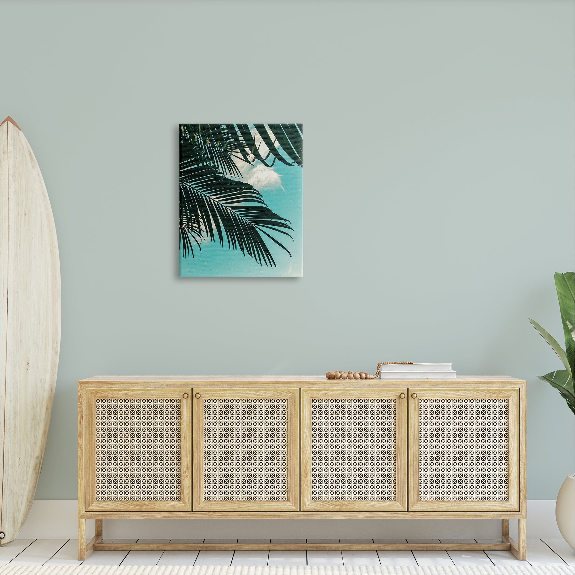 Stupell Industries Bright Tropical Palm Tree Leaves Against Blue Sky Canvas Wall Art, 24 x 30, Design by Amy Brinkman