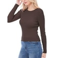 thumbnail image 6 of Made by Olivia Women's Solid Long Sleeve Crew Neck Fitted Ribbed Sweater Top, 6 of 7