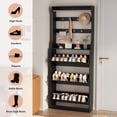 thumbnail image 7 of Shoe Storage Cabinet, Wood Shoe Organizer for Entryway with 3 Flip Drawers, Freestanding Shoe Rack with Adjustable Shelf, Narrow Shoe Dresser for Front Door Entrance(Black, 78.74" x 31.5" x 9.37"), 7 of 7