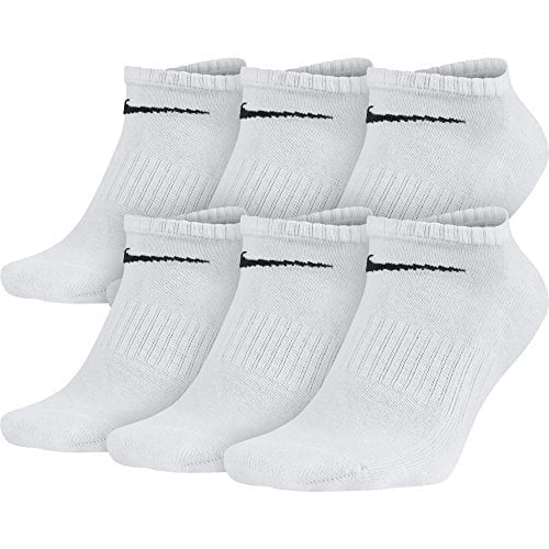 NIKE Unisex Performance Cushion No-Show Socks with Band 6 Pairs, White/Black, Medium