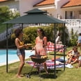 thumbnail image 2 of Costway 8' x 5' Grill Gazebo with 2 Shelves 7 Hooks Metal Frame Soft Top Gray, 2 of 10