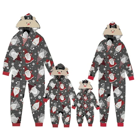 

CAITZR Matching Family Christmas onesie Pajamas Sets Elk Antler Hooded Romper PJ s Zipper Jumpsuit Loungewear