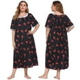 thumbnail image 6 of Women's Plus Size Nightgowns Floral Printed Long Sleepdress Lace Trimmed Neckline Nightshirts Soft Nightgowns Comfy Short Sleeve Ladies Sleepwear Gown, 6 of 6