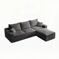 thumbnail image 5 of Modern Grey Corduroy 110cm L-Shaped Sectional Sofa with Full-Compression Technology and No Assembly Required, 5 of 12