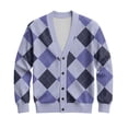 thumbnail image 6 of Kixjoy Men's Cardigan Sweaters V Neck Button Down Knit Cardigan Lightweight Fashion Big and Tall Long Sleeve Jacket Winter Casual Plaid Sweaters for Men, Light Purple 5XL, 6 of 7