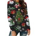 thumbnail image 2 of Craaazy Women's Long Sleeve Shirts Colorful Christmas Printed Round Neck Xmas Tops Gifts, 2 of 5