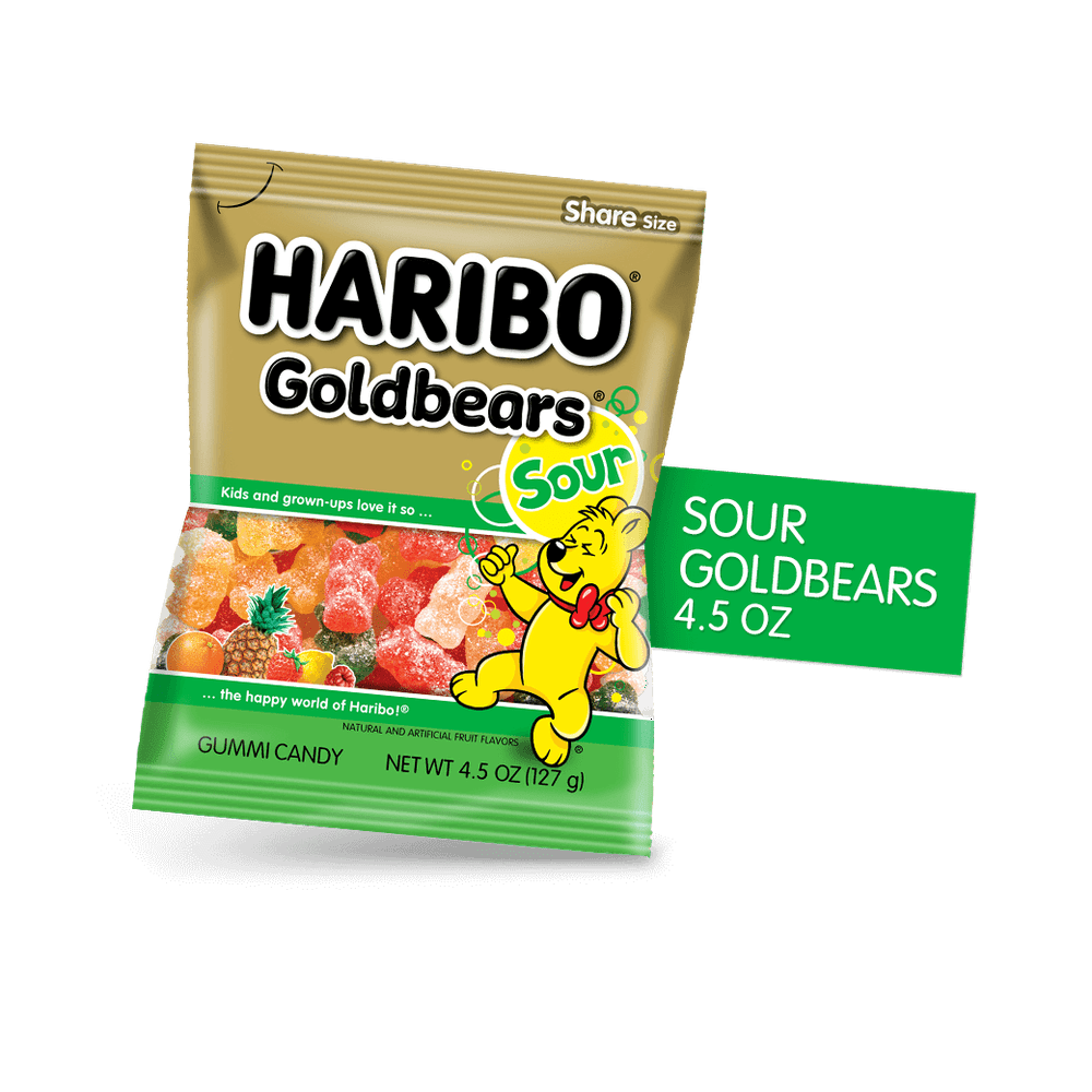HARIBO Sour Goldbears feature our original gummi bear flavors with a