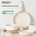 thumbnail image 2 of Vkoocy Non Stick Pot and Pan Set with Removable Handle, Ceramic Cookware Set Detachable Handle, 5pcs Induction Kitchen Camping Stackable Pots Pans, Dishwasher/Oven Safe, Cream, CK004ws, 2 of 8