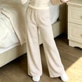 thumbnail image 4 of Spazoro Girls Striped Wide Leg Pants with Pockets, Loose Fit Striped Print Full Length Elastic Waist Stretchy Casual Loungewear Bottoms Beige Size 7-8, 4 of 7