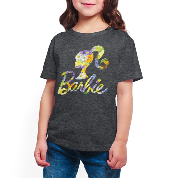 Barbie - Spring Bouquet Pattern Logo - Toddler And Youth Short Sleeve Graphic T-Shirt