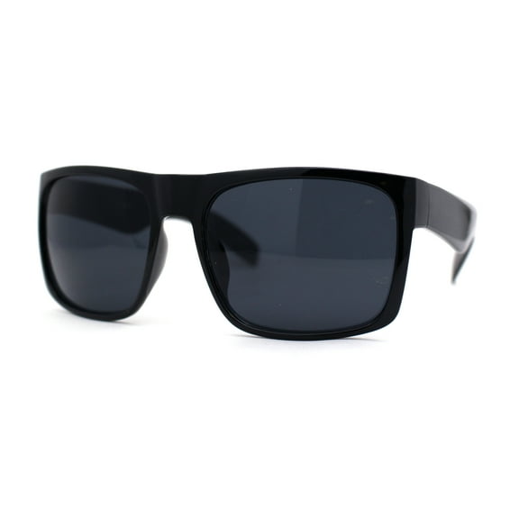 Mens OG Flat Top Rectangle Gangster Mob Shade Sunglasses Shiny Black