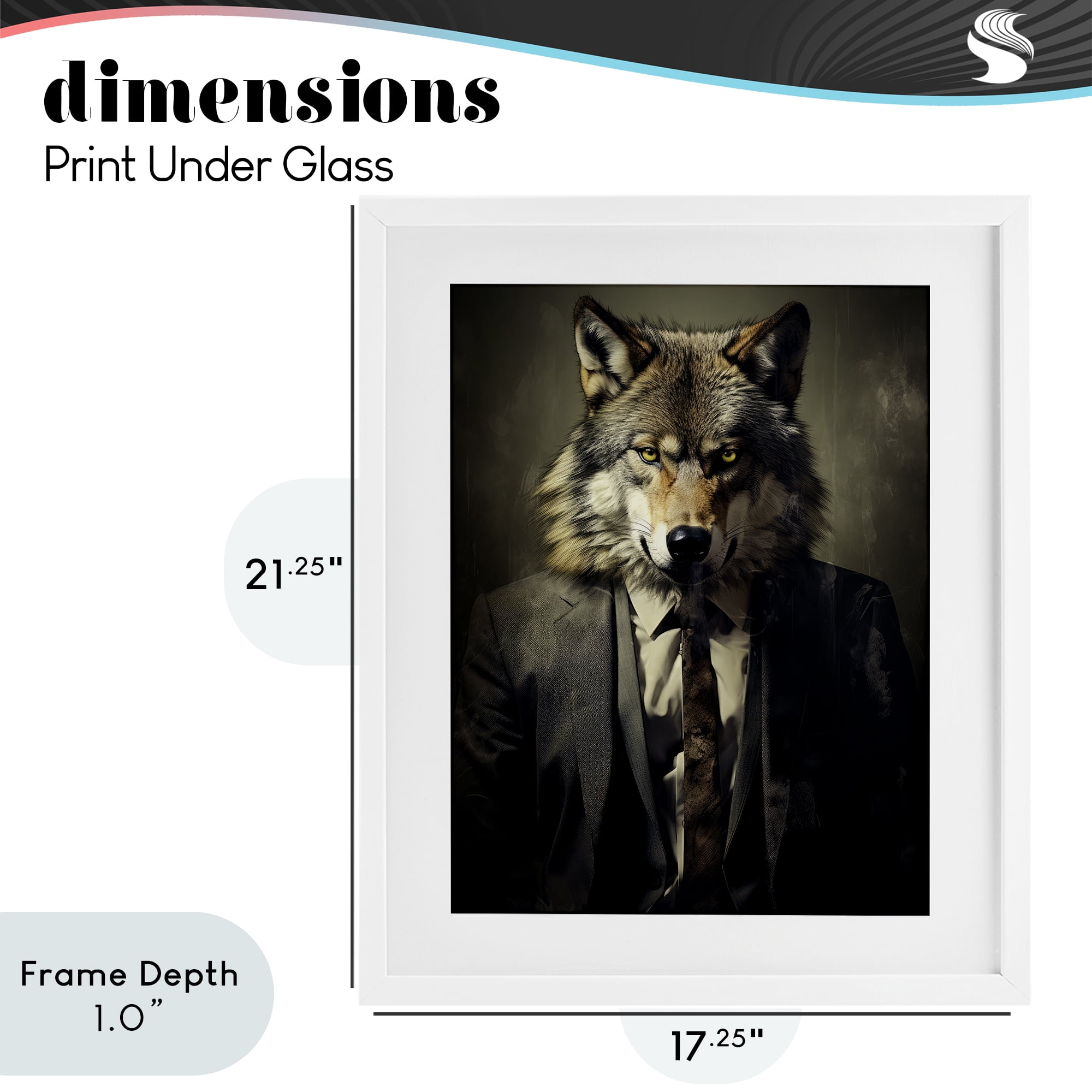 Stupell Industries Fancy Wolf in Suit White Framed Print Under Glass, design by Ray Powers