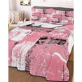 thumbnail image 3 of Quilts Full Size Bedding Set, Pink White Lightweight Quilted Comforter, Modern Abstract Art Botanical Soft Reversible Bedspread Coverlet with Pillow Covers for All Season, 78" x 90", 3 of 7