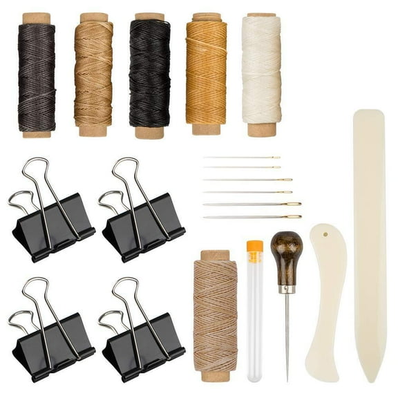 20Pcs Bookbinding Kit Starter Tools Set Bone Folder Paper Creaser Waxed Thread