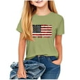 thumbnail image 3 of Jinhomg American Flag Shirts for Kids Casual Short Sleeve Crew Neck Tees USA Patriotic Summer Tops Boys Girls 4Th of July Gifts Green 150, 3 of 8