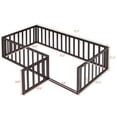 thumbnail image 3 of Thowdee Kids Twin Wood Standard Beds with Rails, Walnut, 3 of 8
