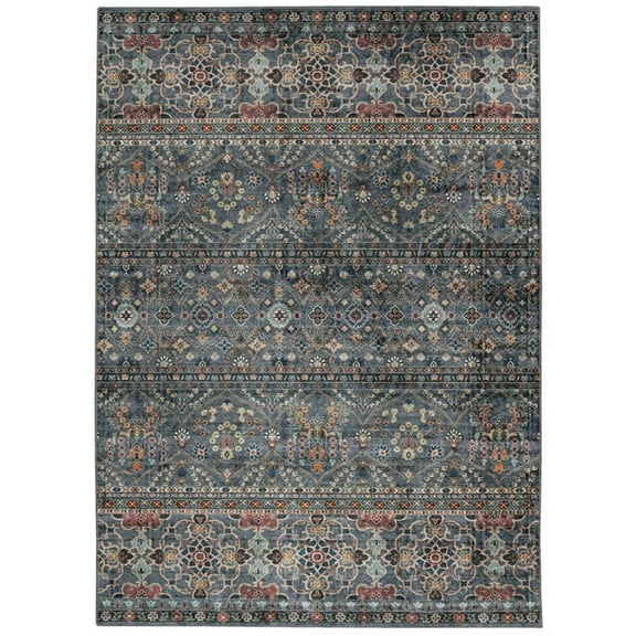 Linon Washable Buford Polyester 2'x3' Rug in Teal Blue